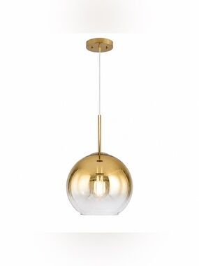Gold Glass Globe Pendant Light 11” - Modern Kitchen Island Hanging Light